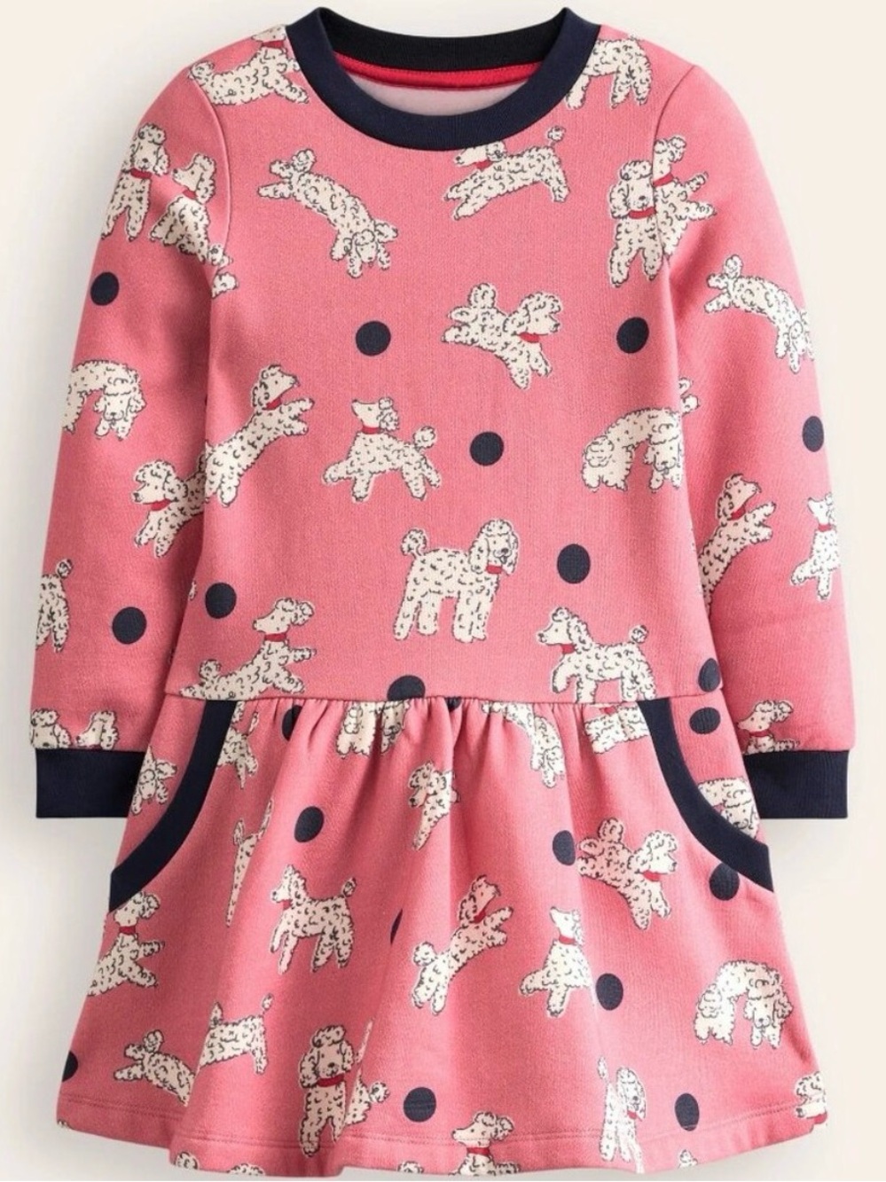 Mini Boden Pink Poodle Sweatshirt Dress 2/3T